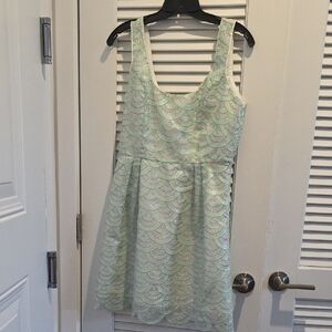 bebe Mint Green Scalloped Mini Dress